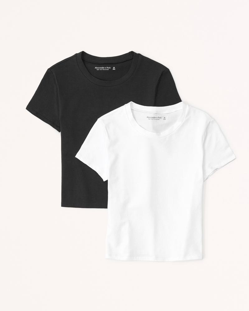 T Shirt for Women, 2 Pack Short Sleeve Womens Tshirts Black/White