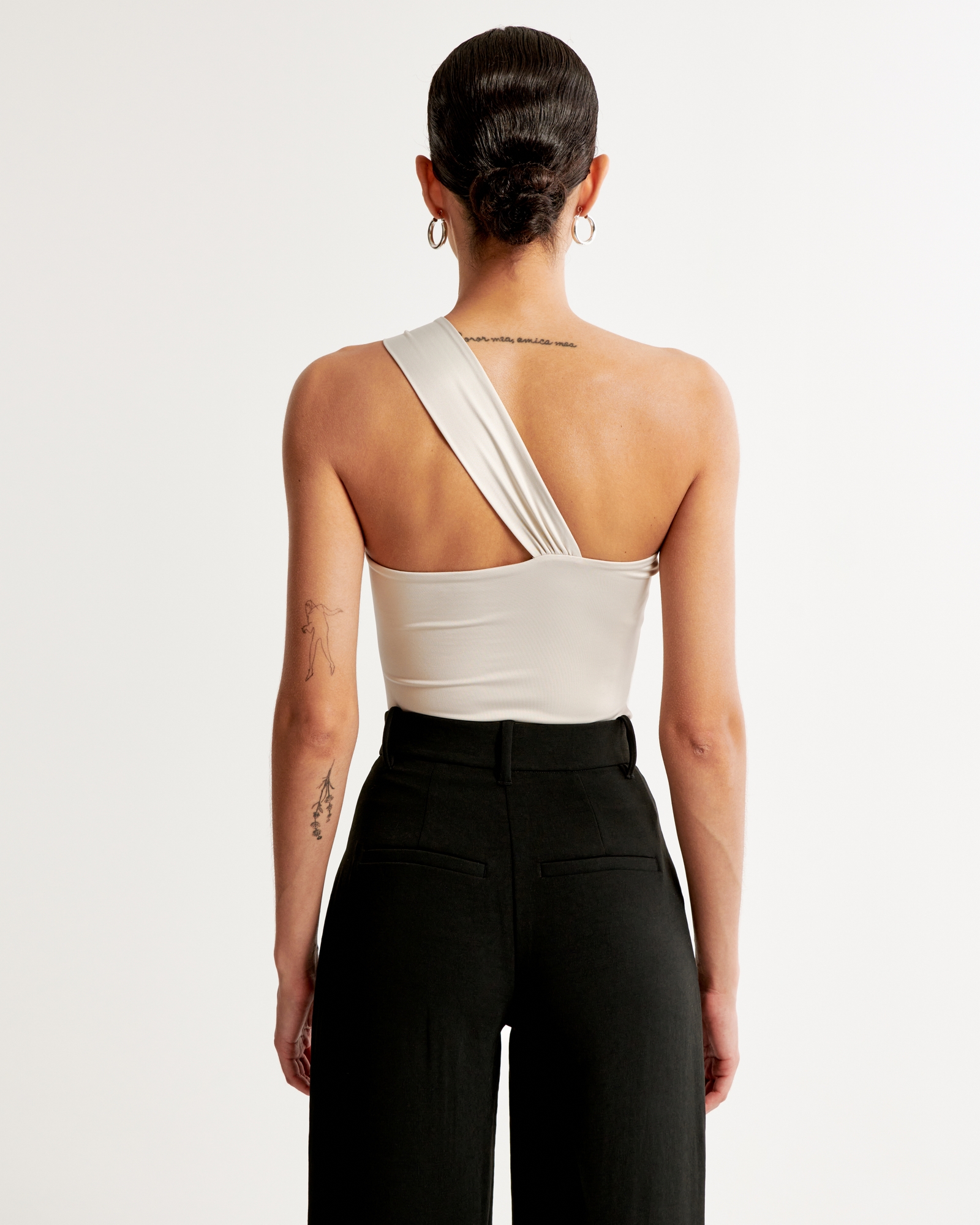 One Shoulder Top, Asymmetrical One Sleeve Top, Open Back Wrap Top