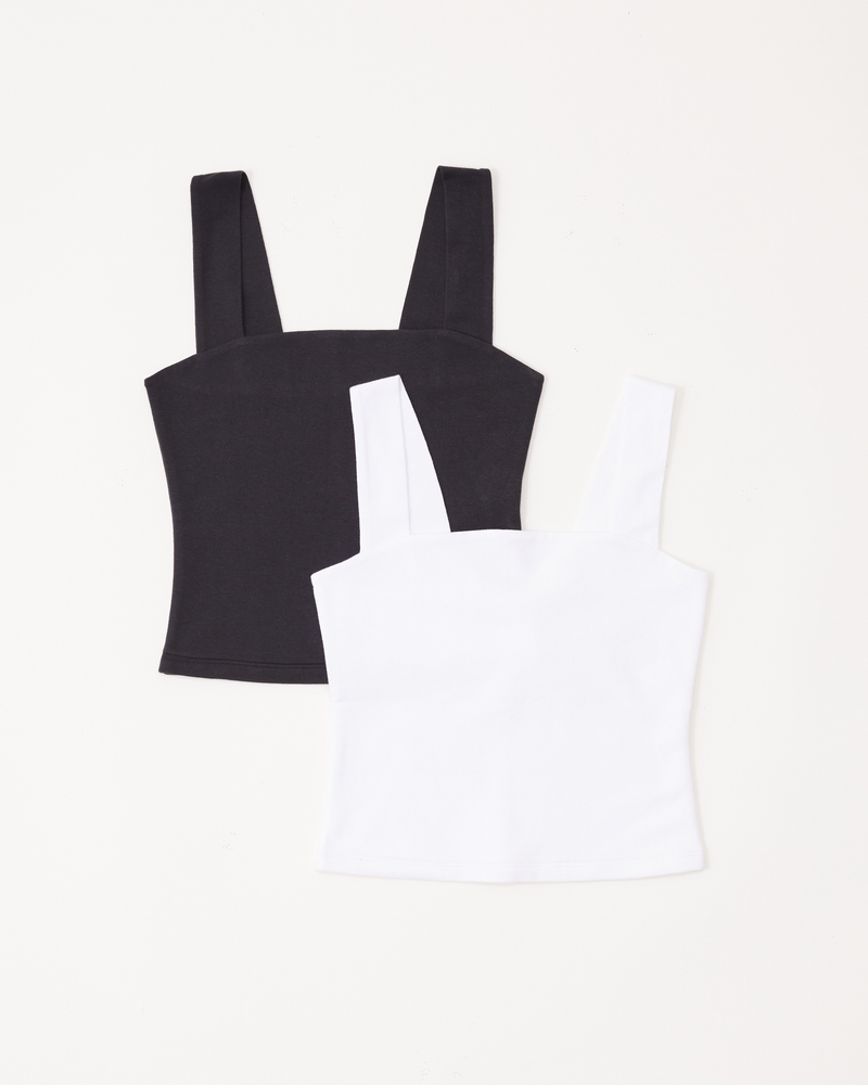 2 Pack Black and white Active Basic Women's Seamless Tank Top Inner wear  camisoles.