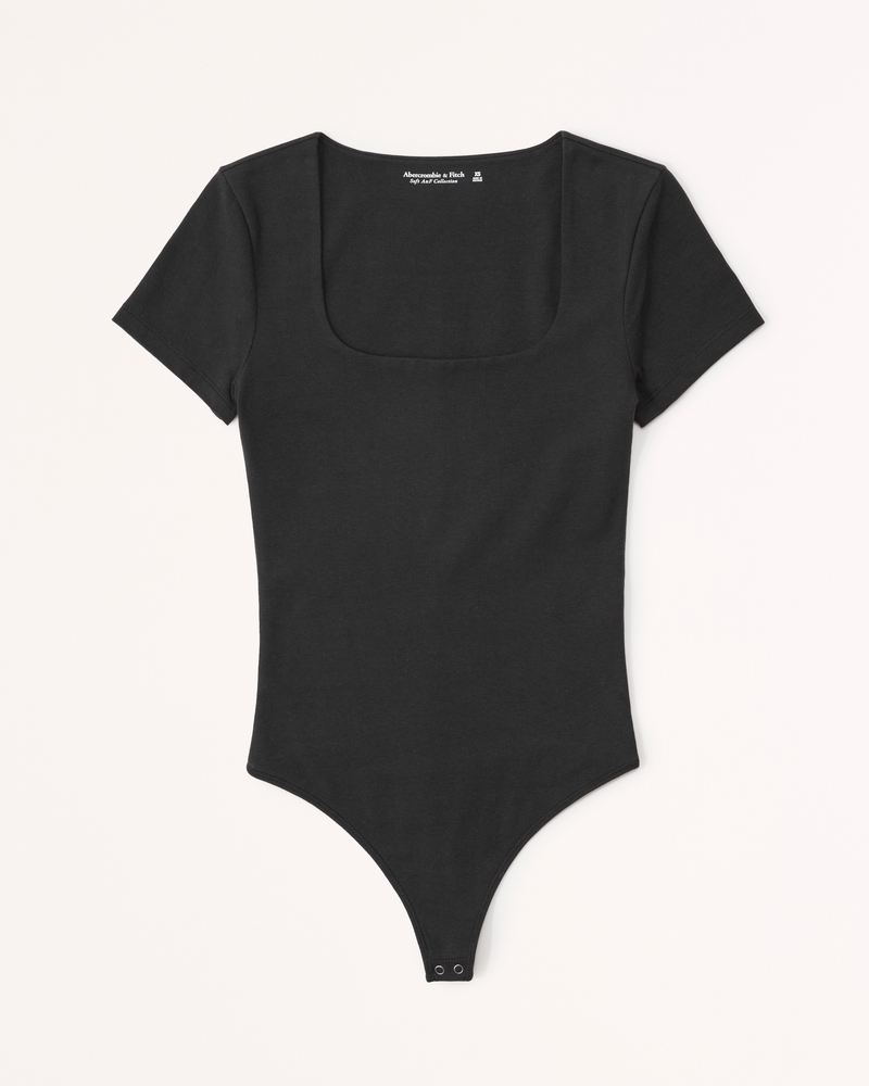 ACTIVE UNIFORMS Bodysuit For Women Long Sleeve Scoop Neck Body  Suit-Breathable Cotton Stretch (Black, Small)