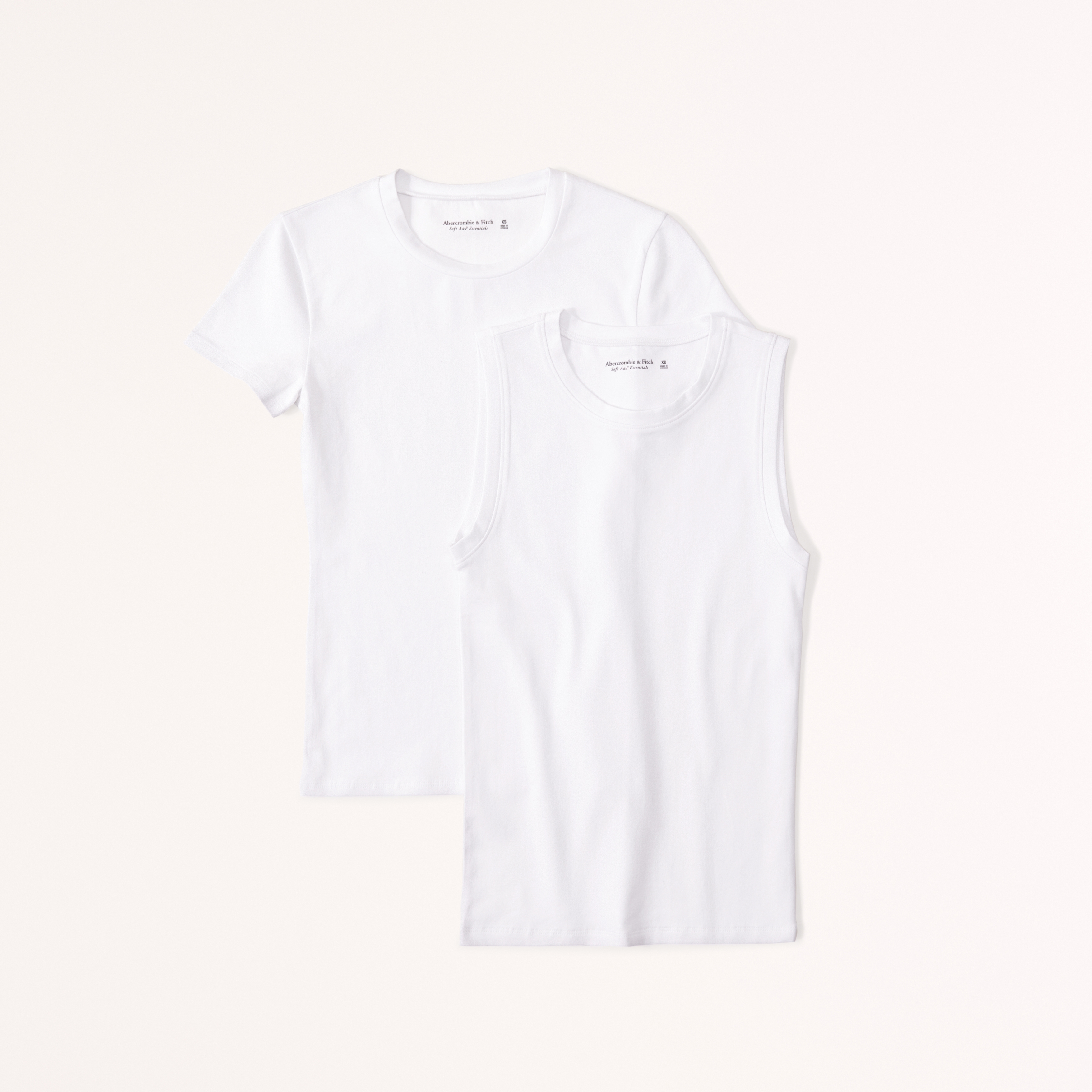 Abercrombie & Fitch 2-pack Essential Tuckable Crew Tops In White