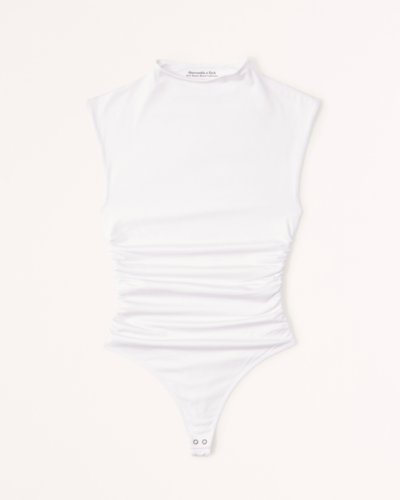 Cotton-Modal Ruched Shell Bodysuit