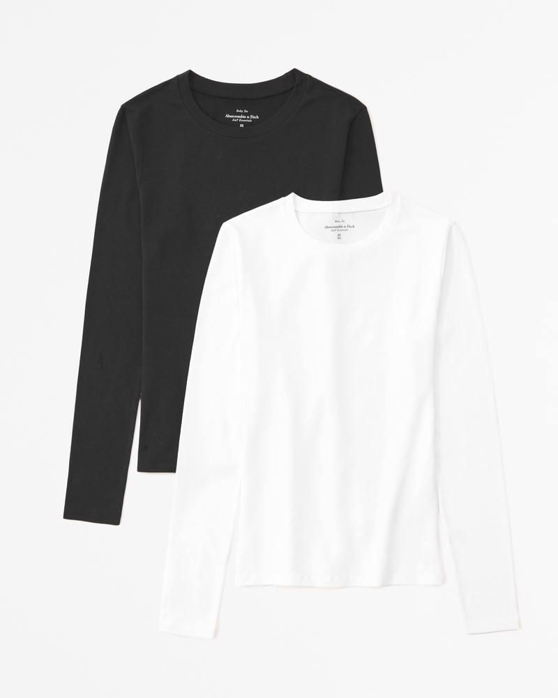 Long sleeve cotton blend T-shirt · Cream, Medium Camel, Anthracite