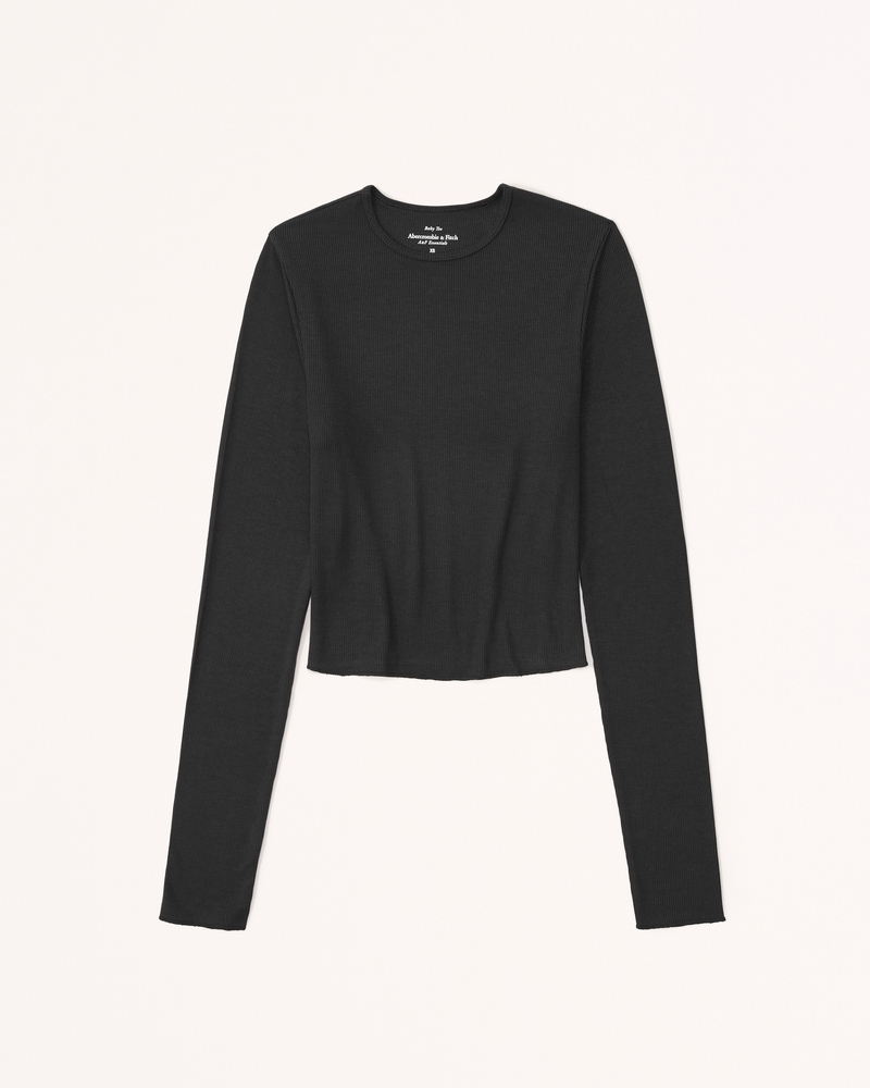 Women's Long-Sleeve Featherweight Rib Cropped Crew Tee