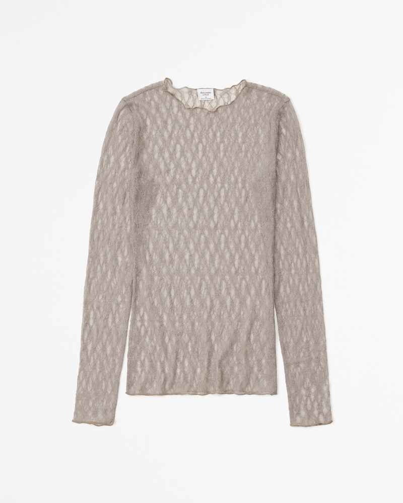 Long-Sleeve Tuckable Lace Top