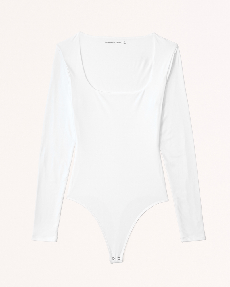 Women's Soft Matte Seamless Long-Sleeve Squareneck Bodysuit, Women's Sale