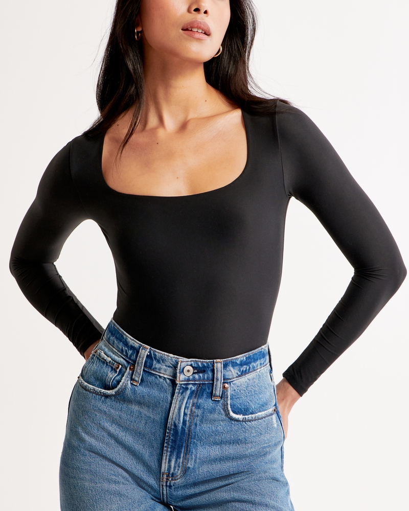 Abercrombie & Fitch Long Sleeve Ponte Square Neck Bodysuit