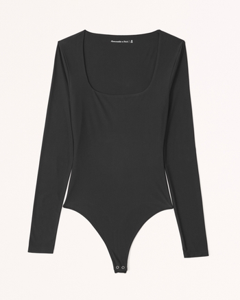 Women's Soft Matte Seamless LongSleeve Squareneck Bodysuit Women's