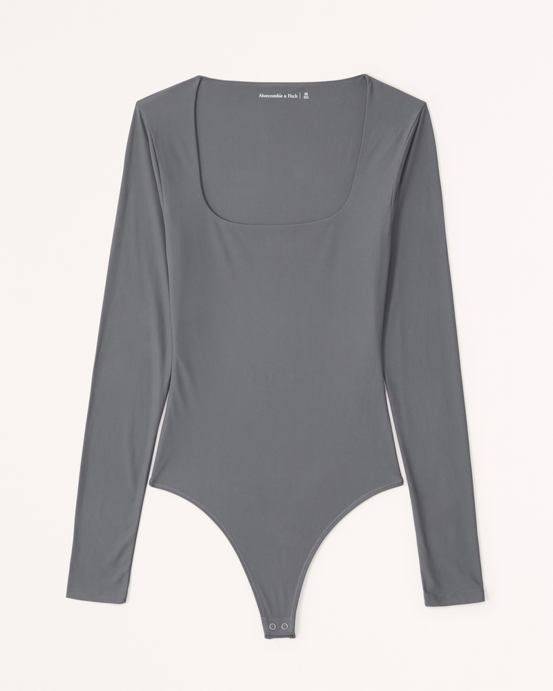 Women's Soft Matte Seamless Long-Sleeve Squareneck Bodysuit | Women's ...
