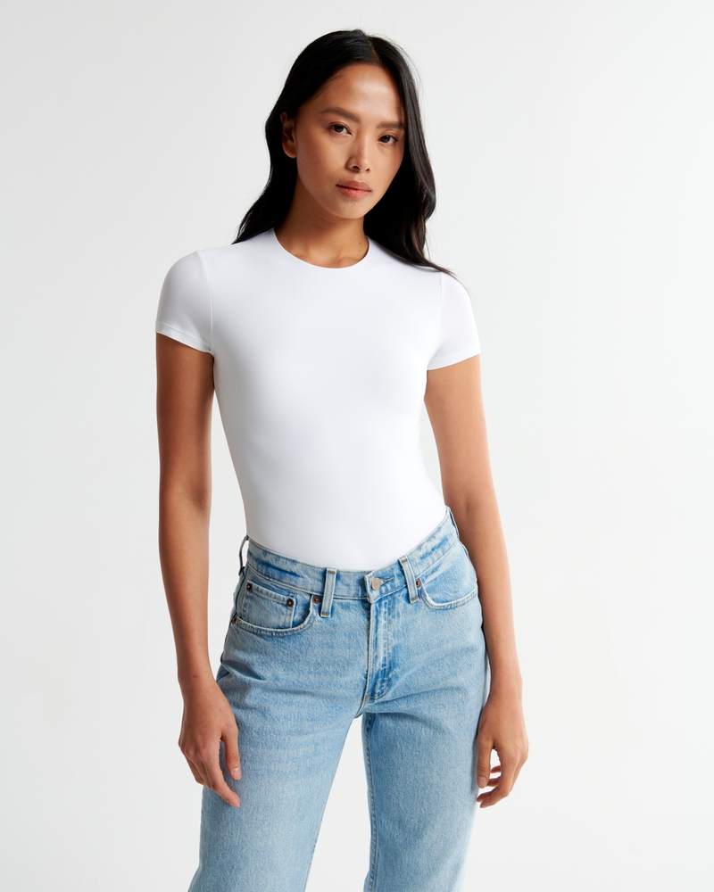 Soft Matte Seamless Long-Sleeve Squareneck Bodysuit
