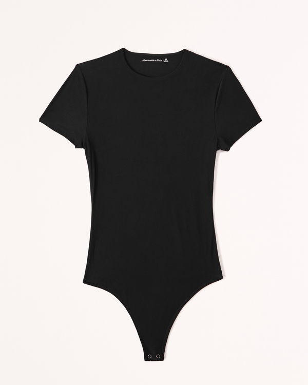 Soft Matte Seamless Tee Bodysuit, Black