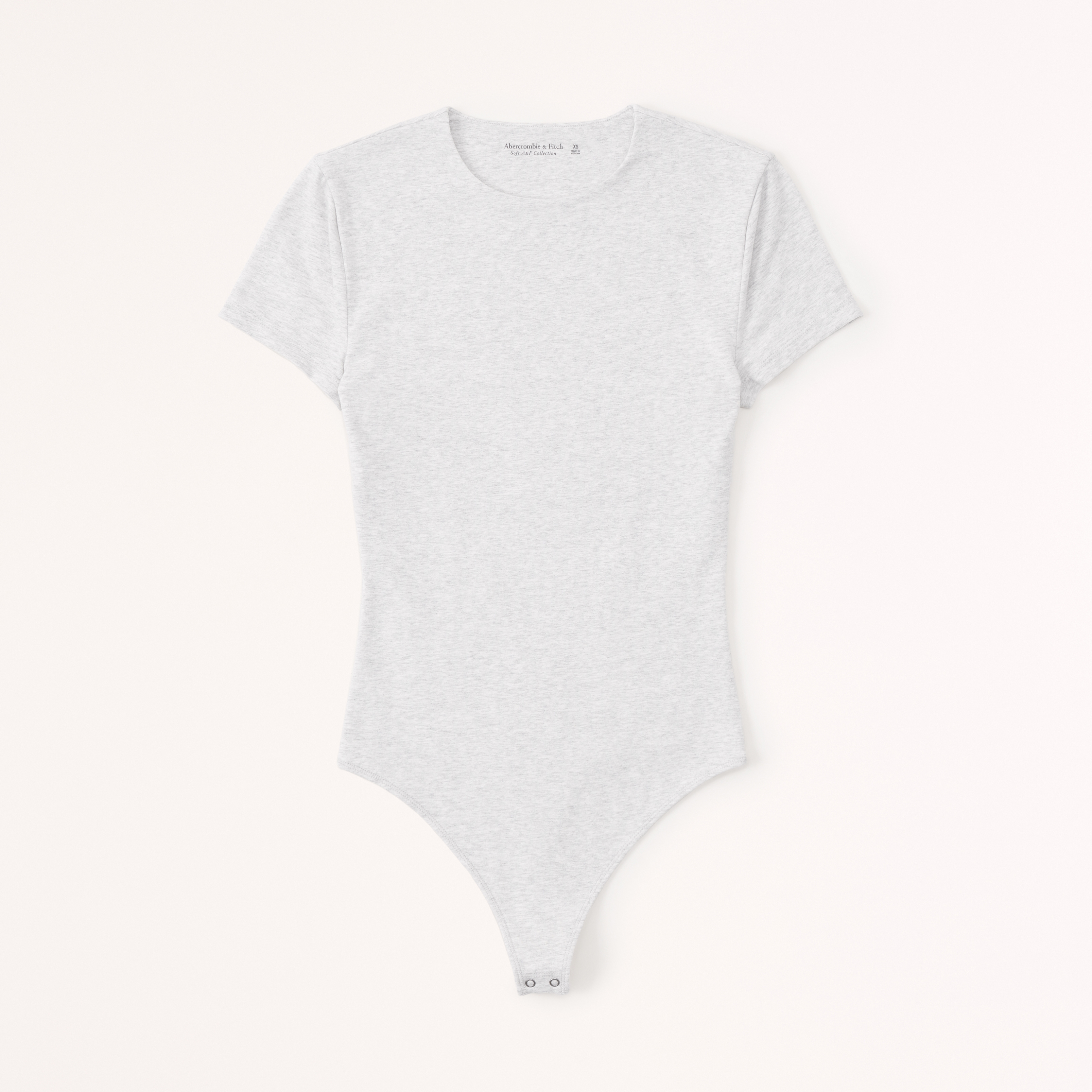 Abercrombie & Fitch Short-sleeve Cotton-blend Seamless Fabric Crew Bodysuit In Gray
