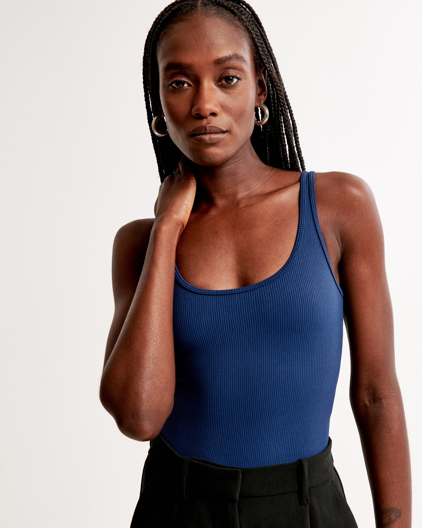 FawnFit Scoop Neck Ribbed Tank Bodysuit with Built In Bra – The Bee Chic  Boutique