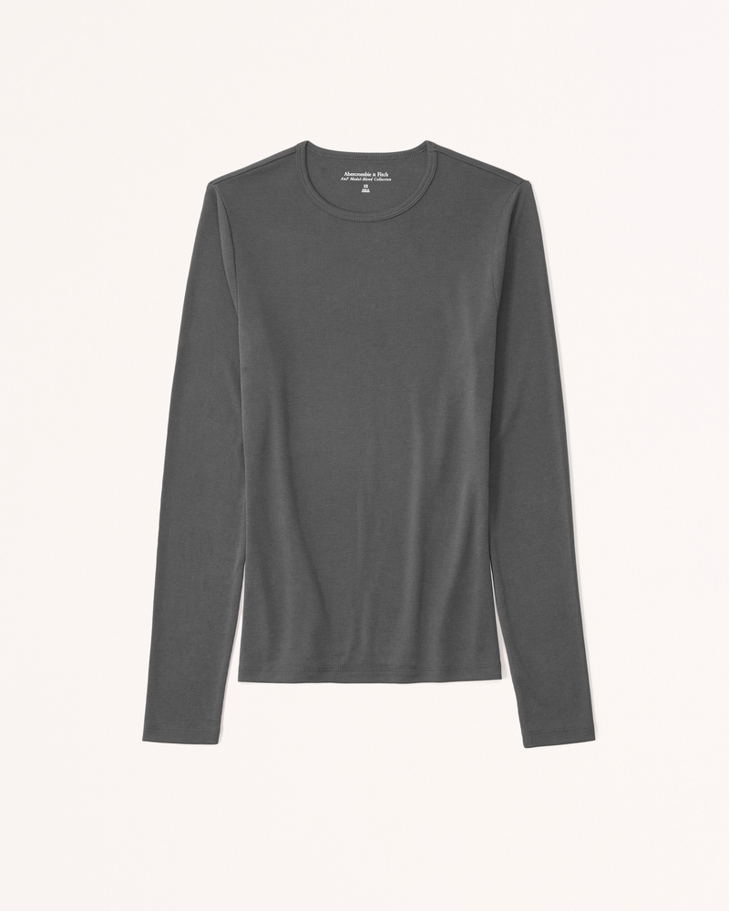 Sandwash Rib Long-Sleeve Crew Top