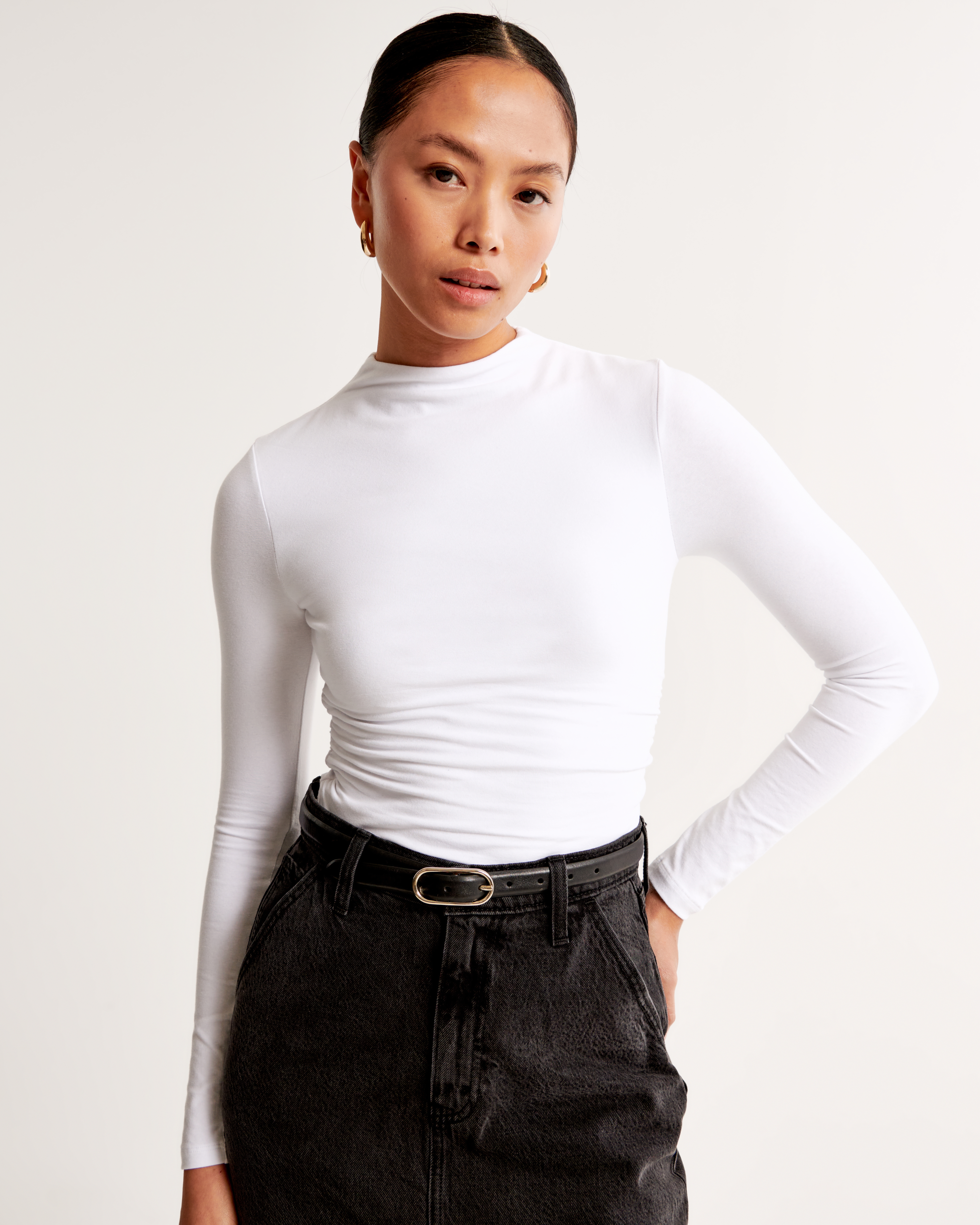 Mock neck sales white top