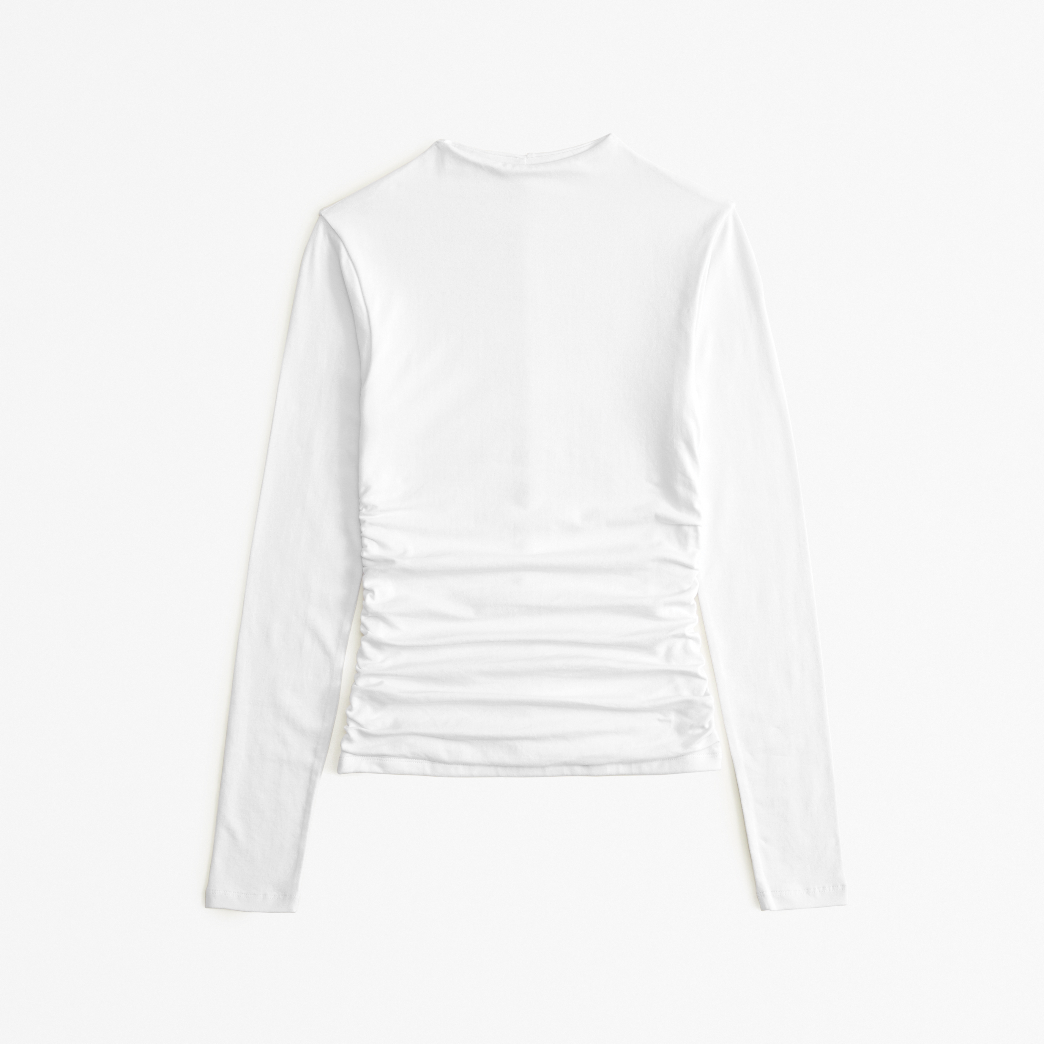 mock neck long sleeve white