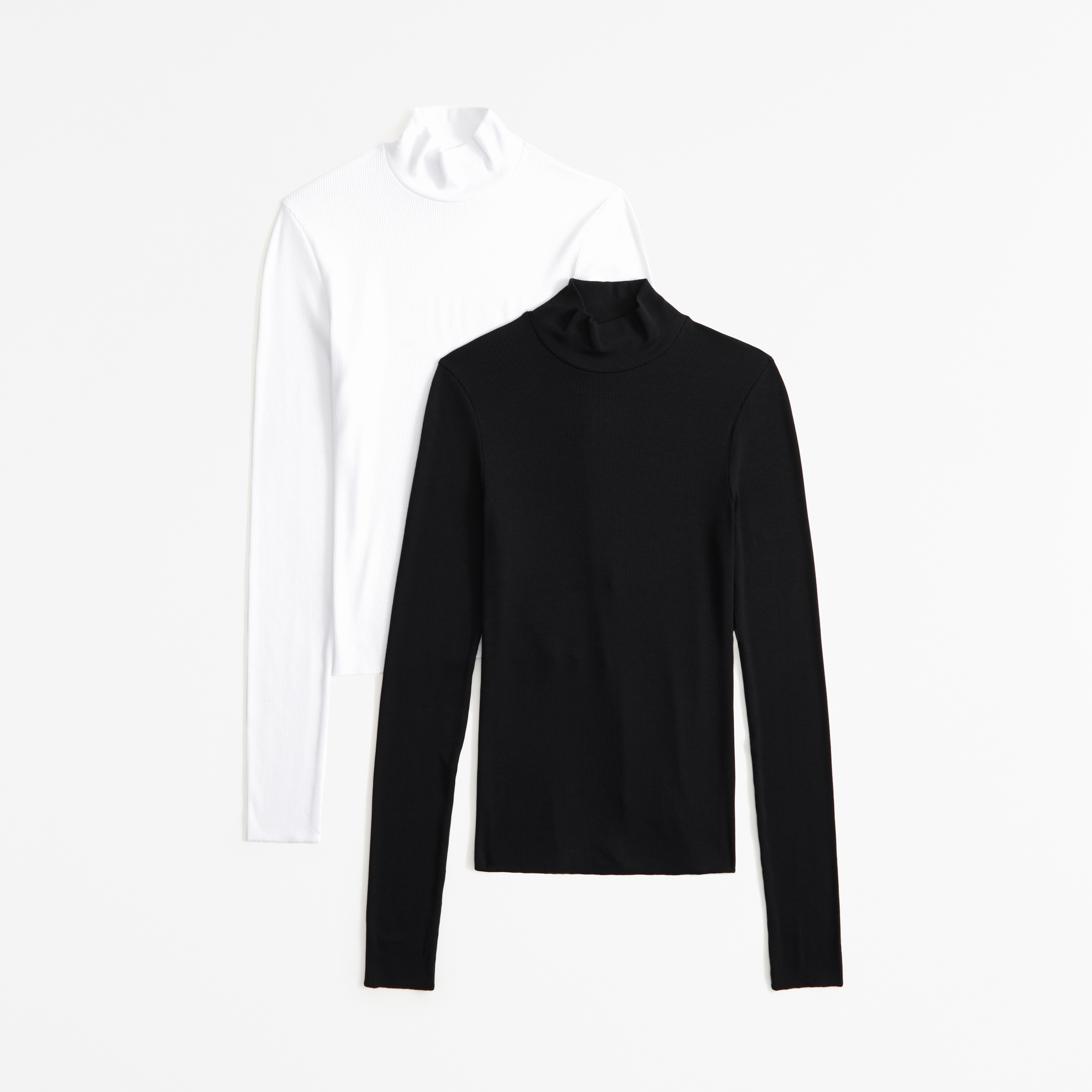 Abercrombie & Fitch 2-pack Long-sleeve Featherweight Rib Mockneck Tops In Multi