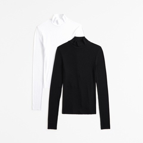 Женские топы Abercrombie & Fitch 2-Pack Long-Sleeve Featherweight Rib Mockneck Tops
