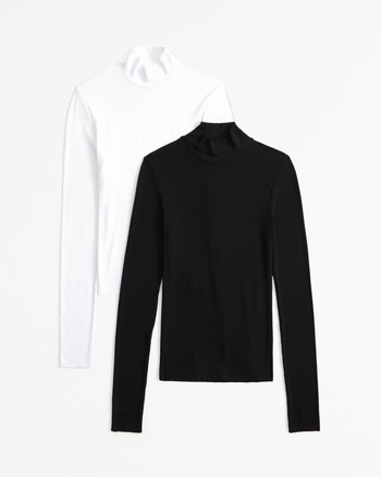 Women's 2-Pack Long-Sleeve Featherweight Rib Mockneck Tops | Women's Tops |  Abercrombie.com