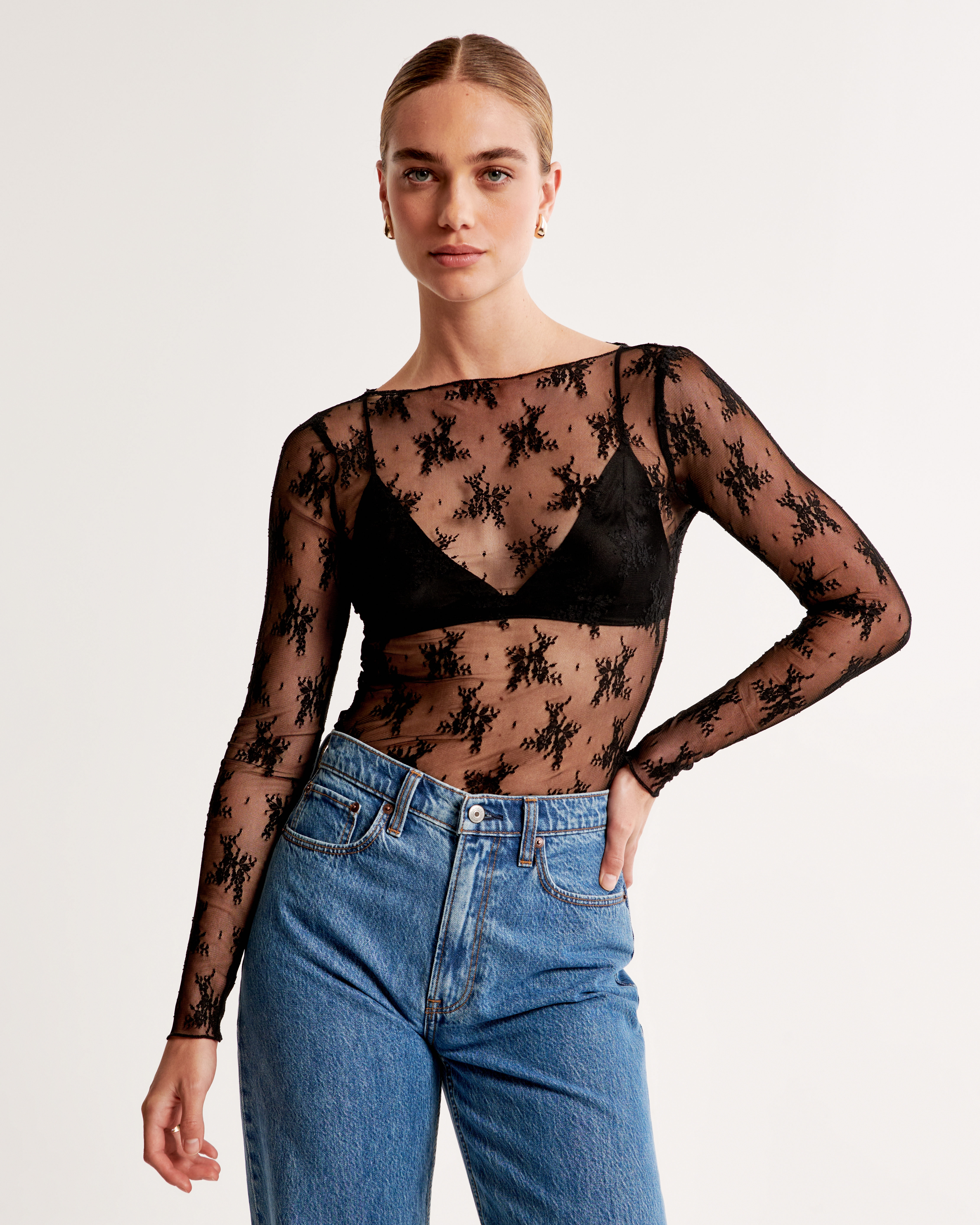 Lace long 2024 sleeve shirts