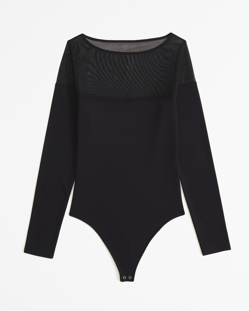 sheer black bodysuit long sleeve