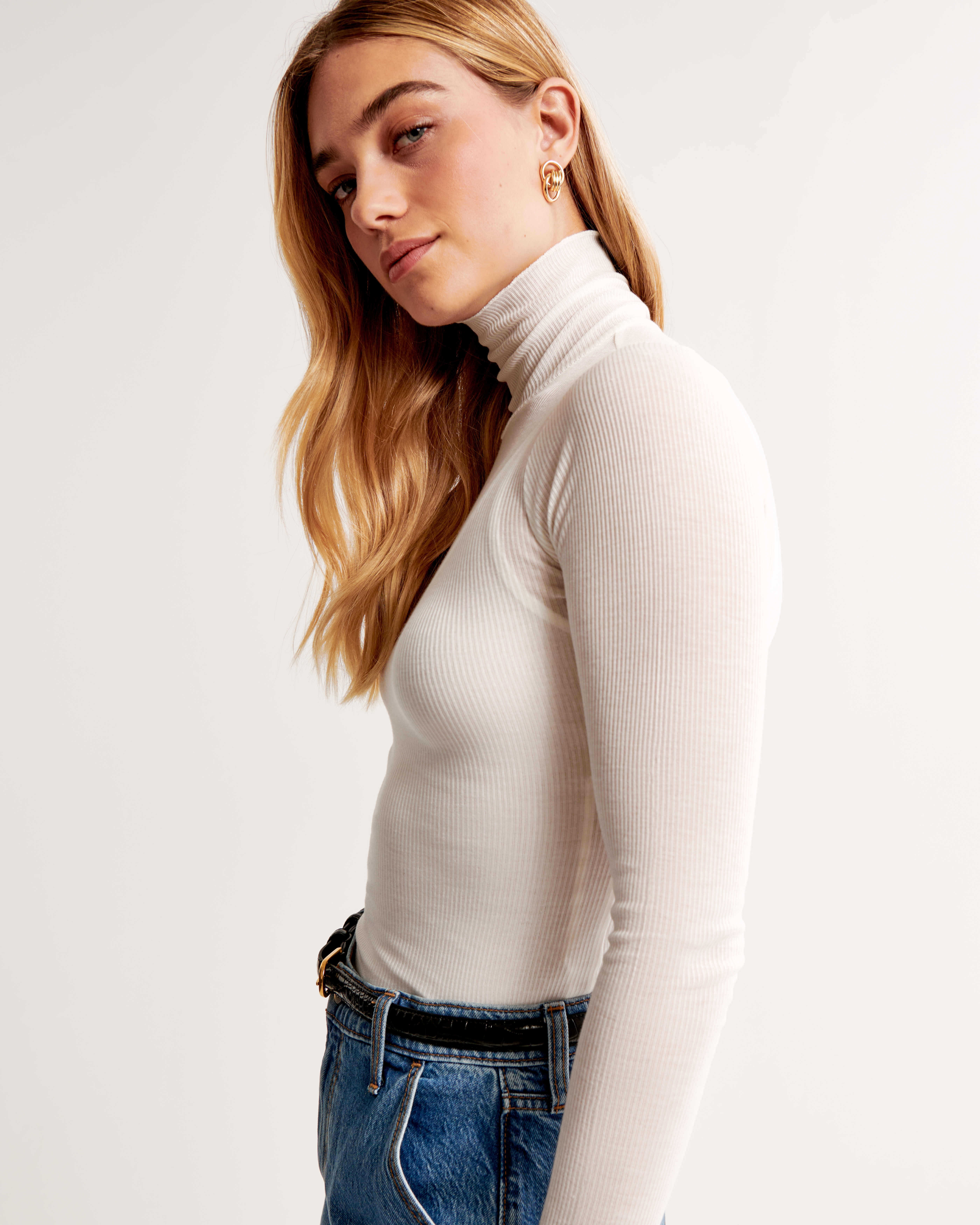 Ribbed turtleneck 2024 sweater hollister