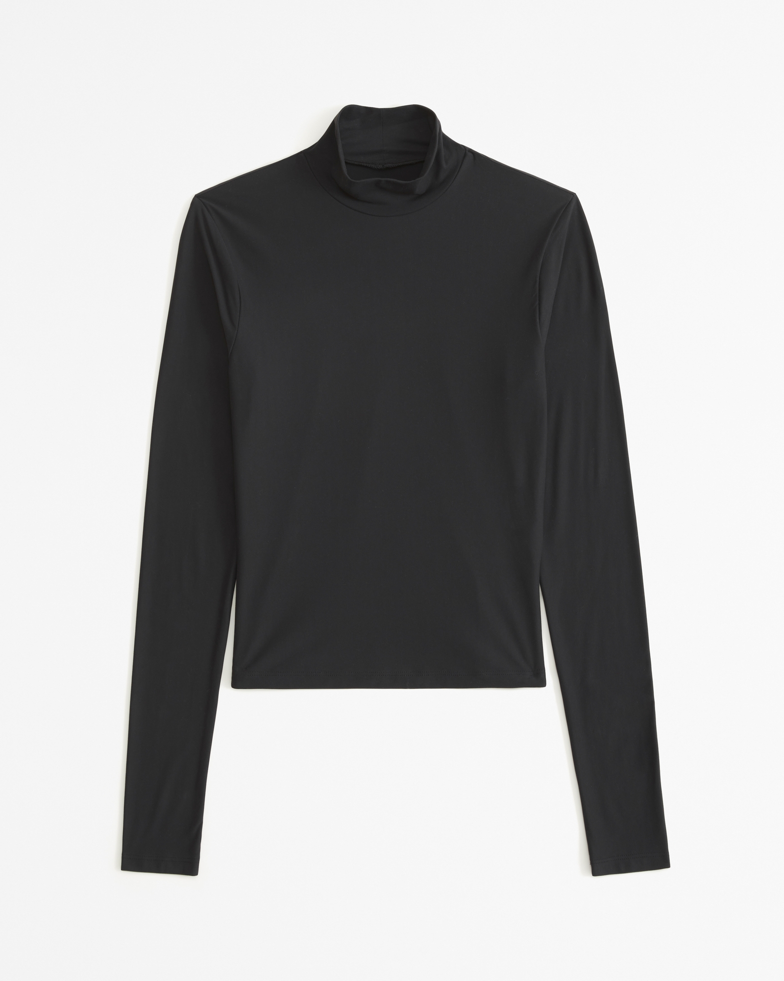 Soft Matte Seamless Long-Sleeve Cropped Mockneck Top