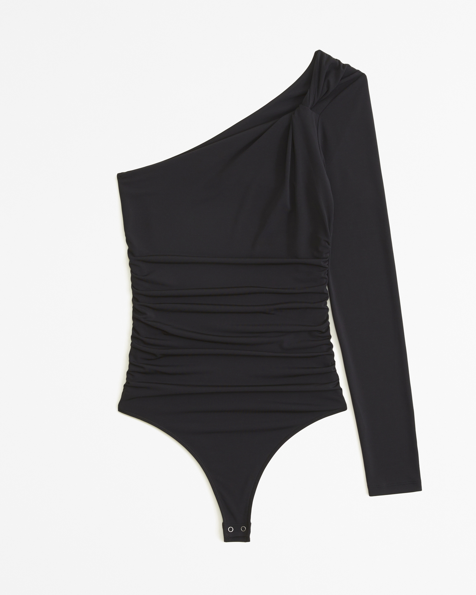 Cut The Check Ruched Bodysuit - Black