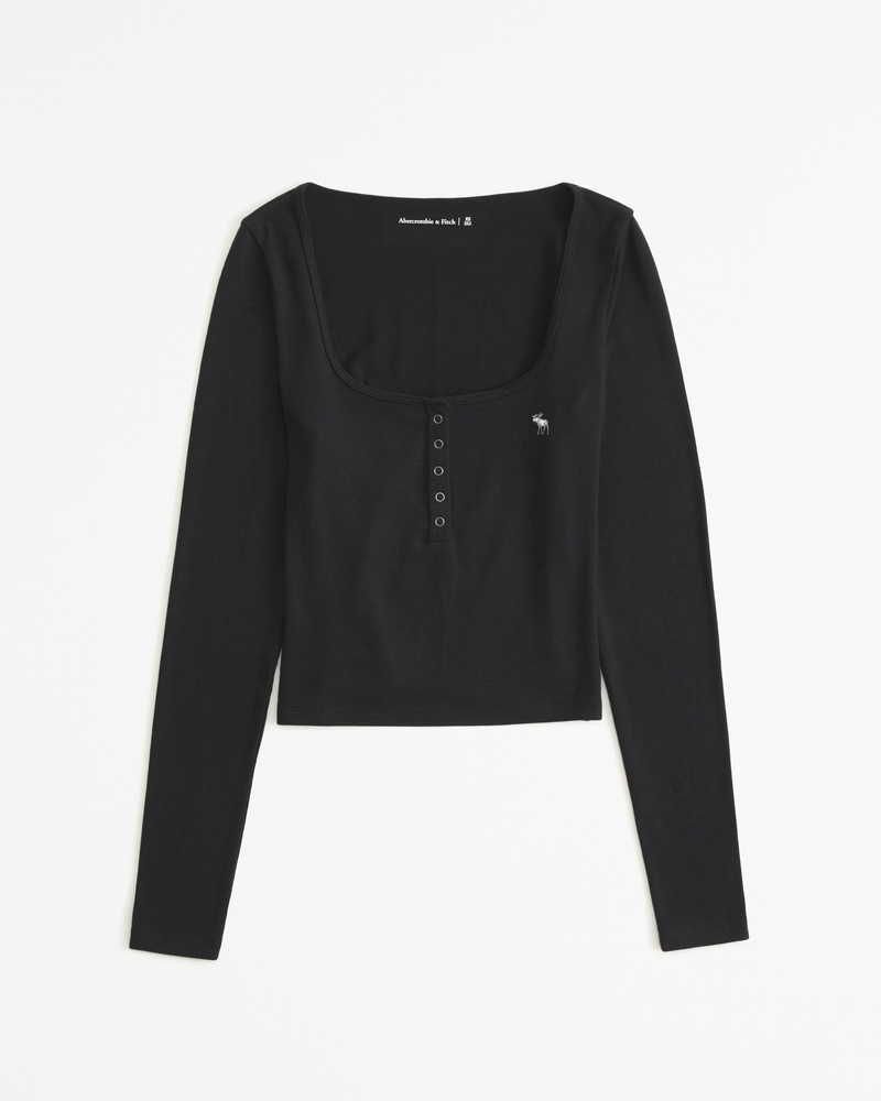 Women's Long-Sleeve Cozy Icon Henley Top | Women's Clearance