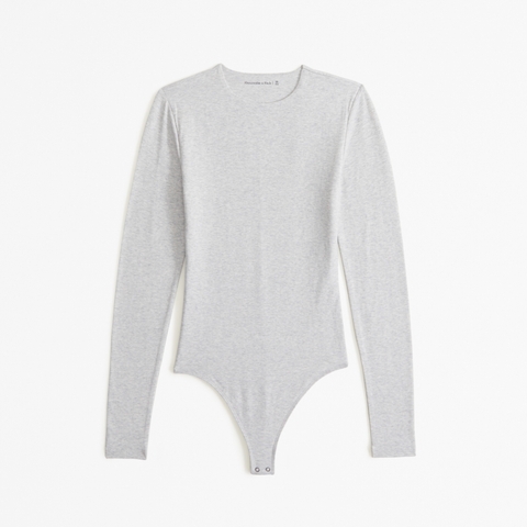 Боди Fabric, без швов, длинный рукав, хлопок — Abercrombie & Fitch