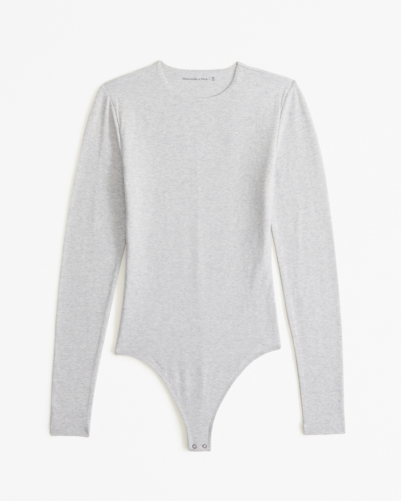 Women's Long-Sleeve Cotton-Blend Seamless Fabric Crew
