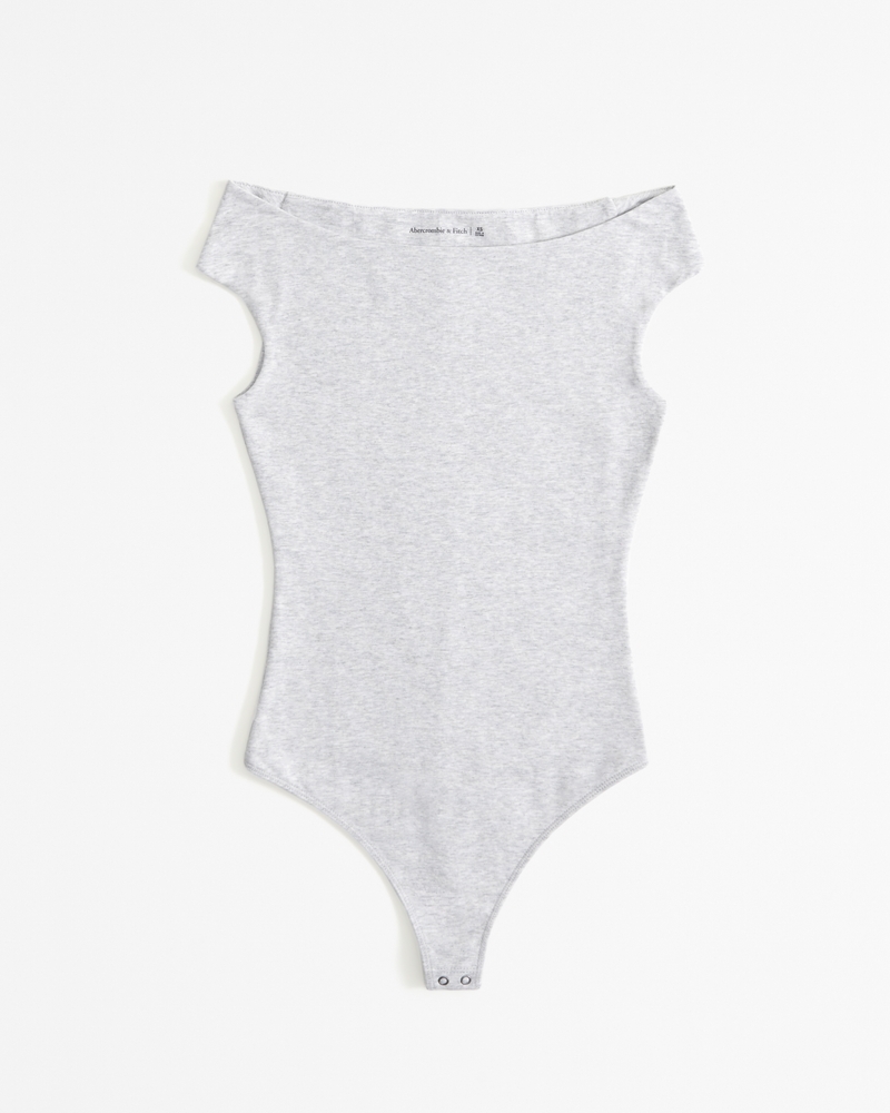 Cotton-Blend Seamless Fabric Off-The-Shoulder Bodysuit