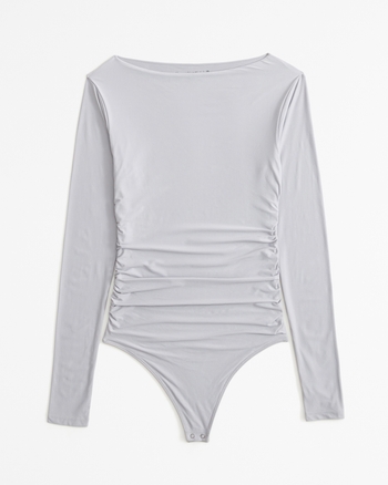 Body Tuta Donna Girocollo Lucido Trasparente – Calze Incluse – Catsuit Shiny