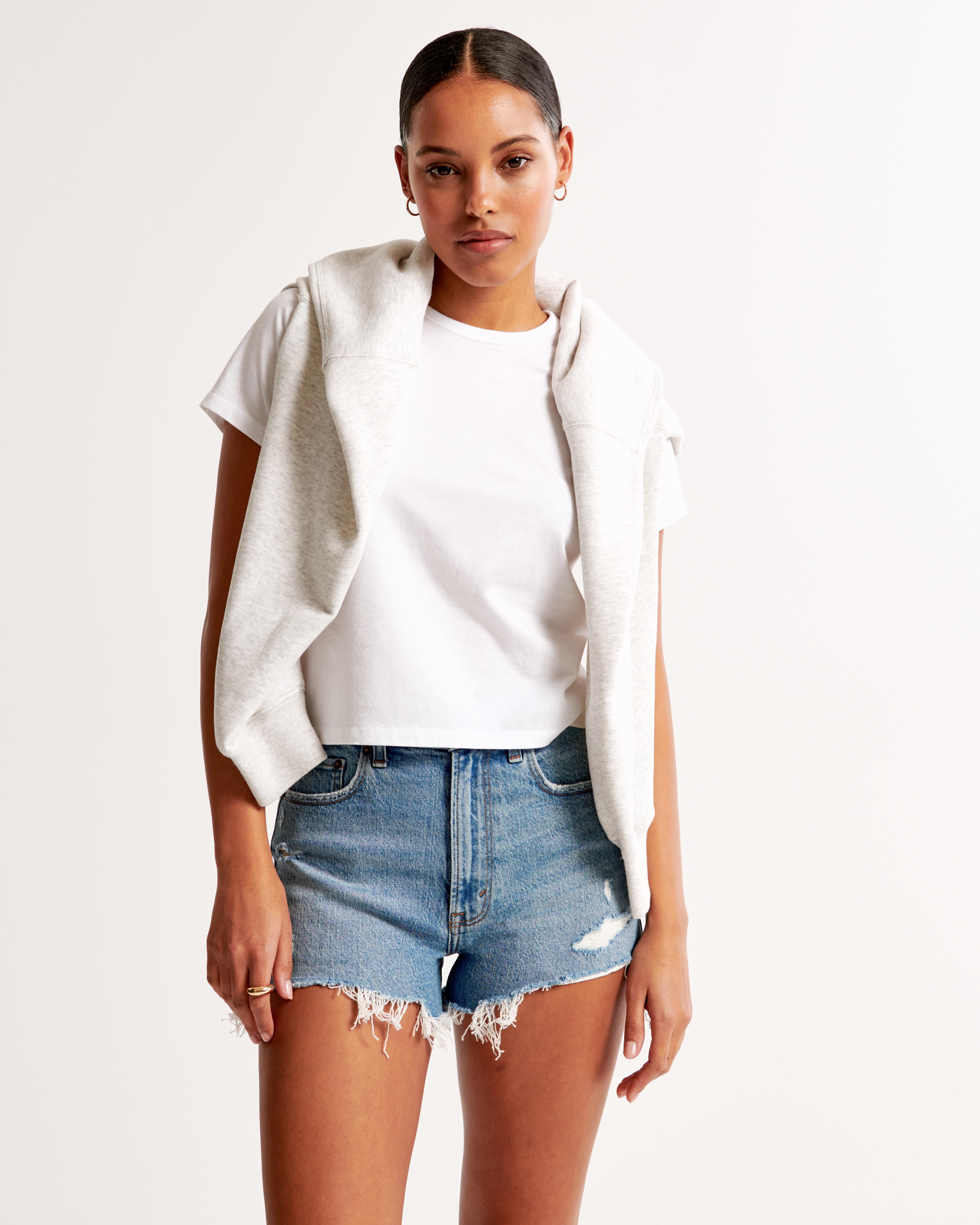 Abercrombie & Fitch Essential Polished Body-skimming Tee In White