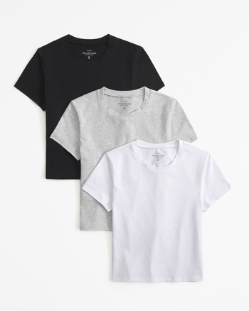 Women s 3 Pack Essential Baby Tees Women s Tops Abercrombie