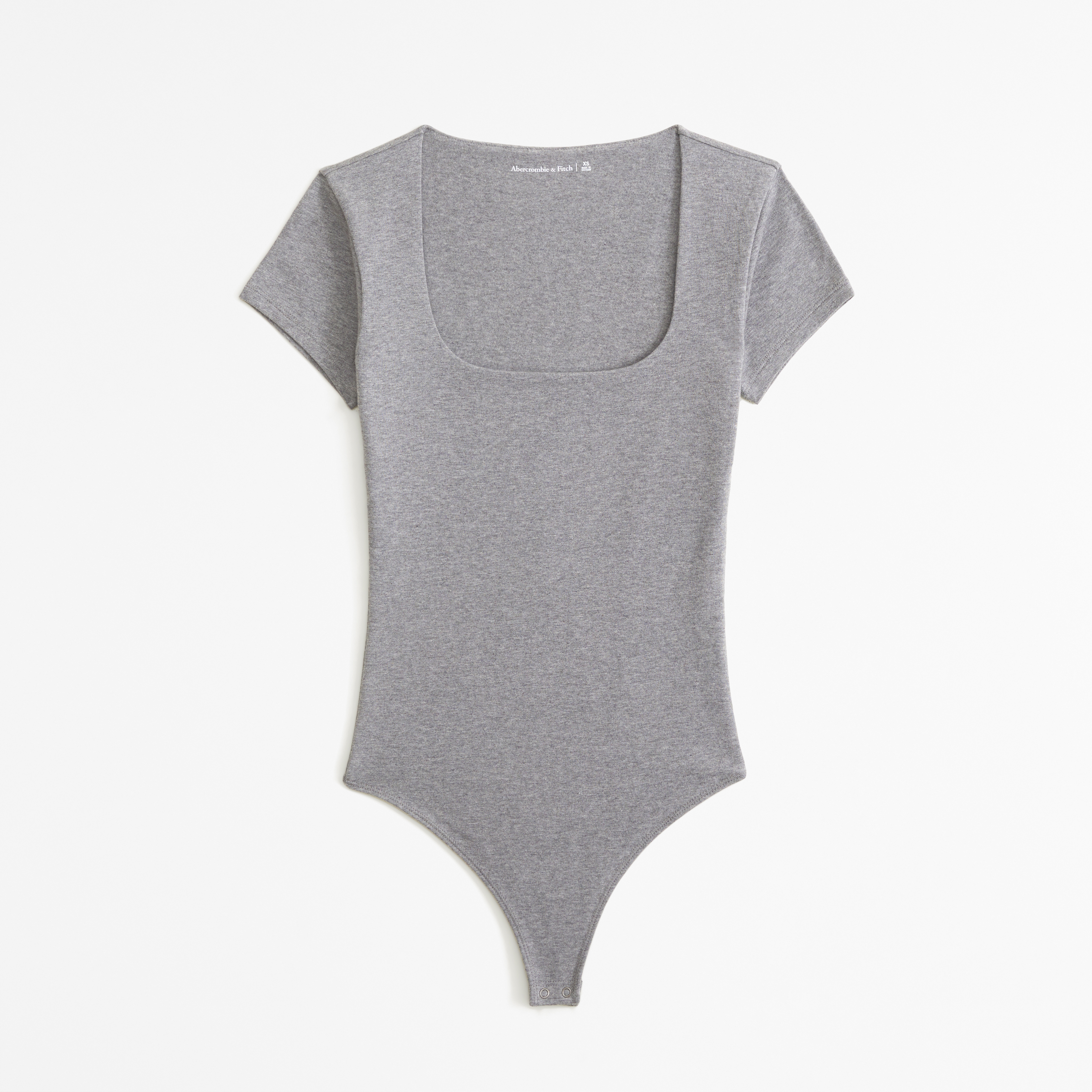 Short-Sleeve Cotton-Blend Seamless Fabric Squareneck Bodysuit