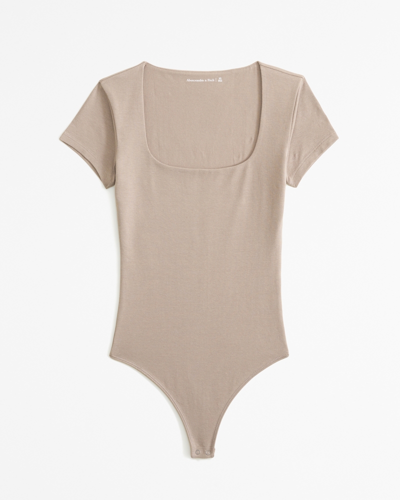 Square Neck Short Sleeve Bodysuit - Ivory – Pineapple Lain Boutique