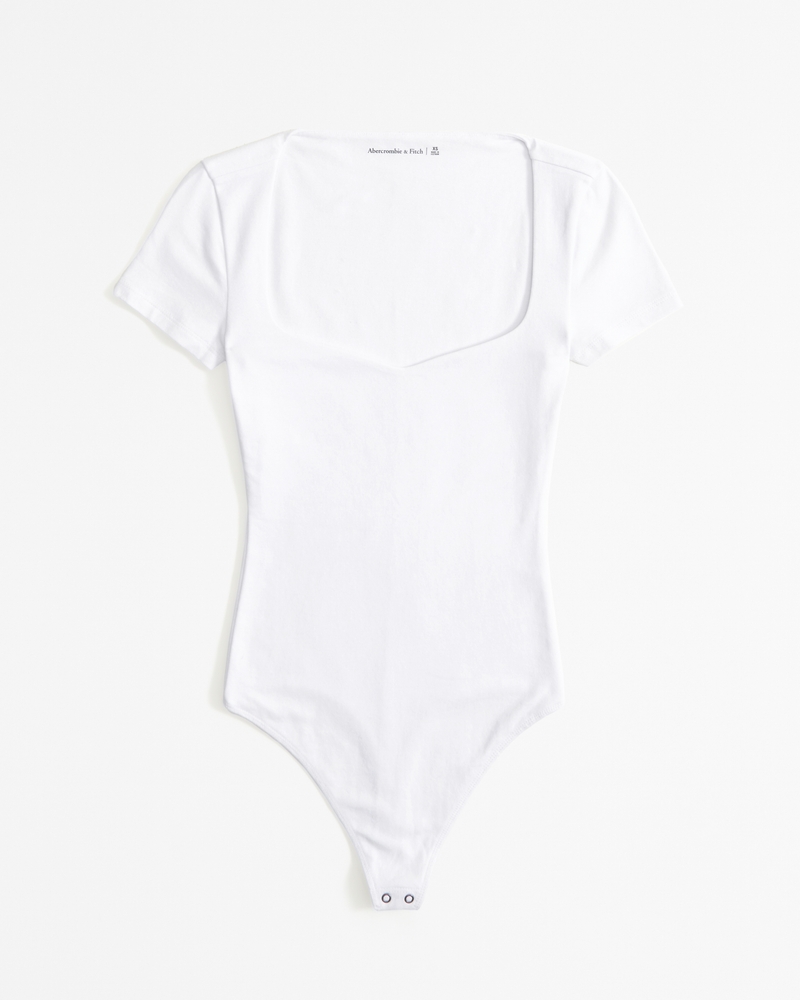 Women s Short Sleeve Cotton Blend Seamless Fabric Sweetheart Bodysuit Women s Tops Abercrombie