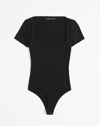 Black short sleeve bodysuits sales