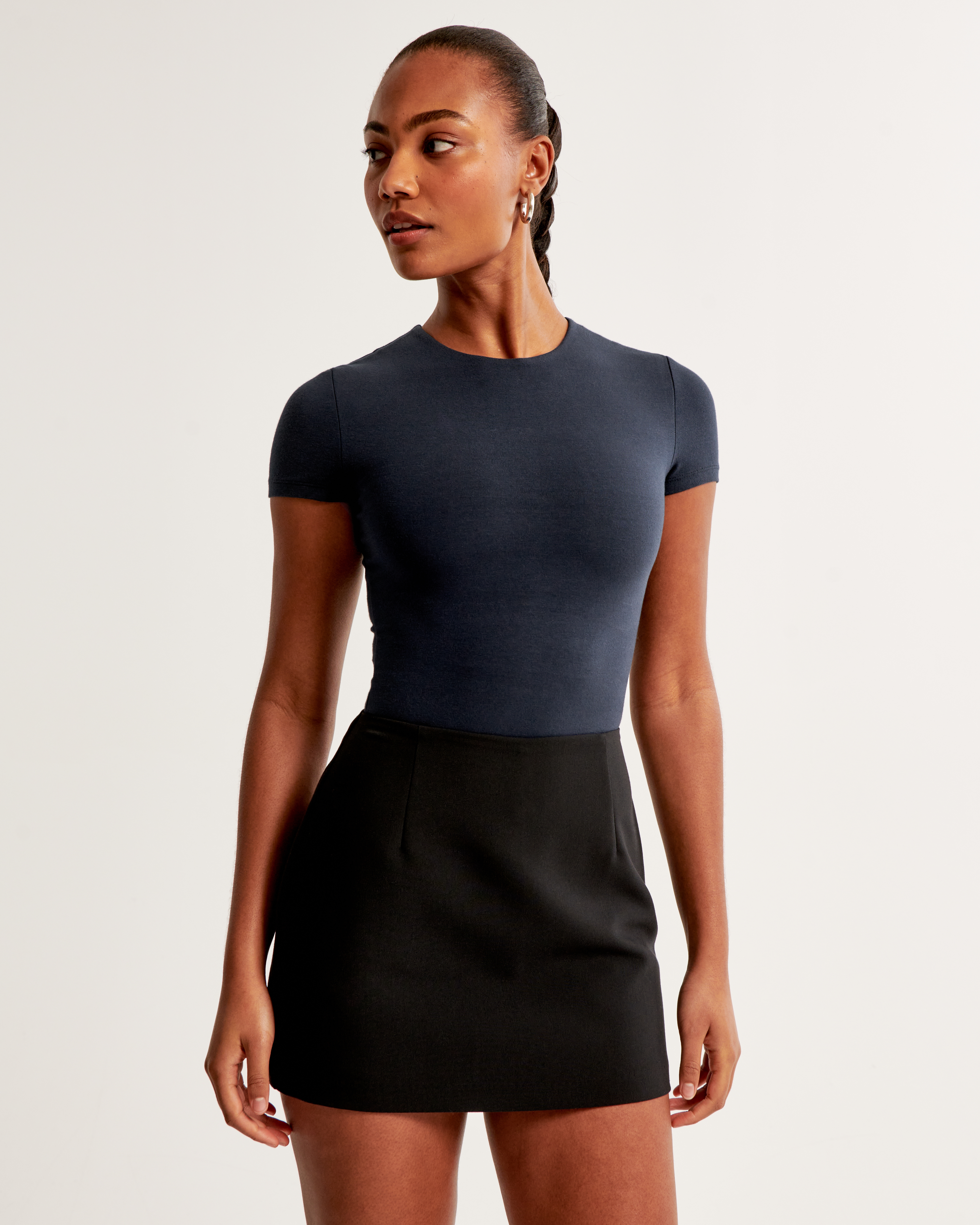Women's Cotton-Blend Seamless Fabric Tee Bodysuit | Women's