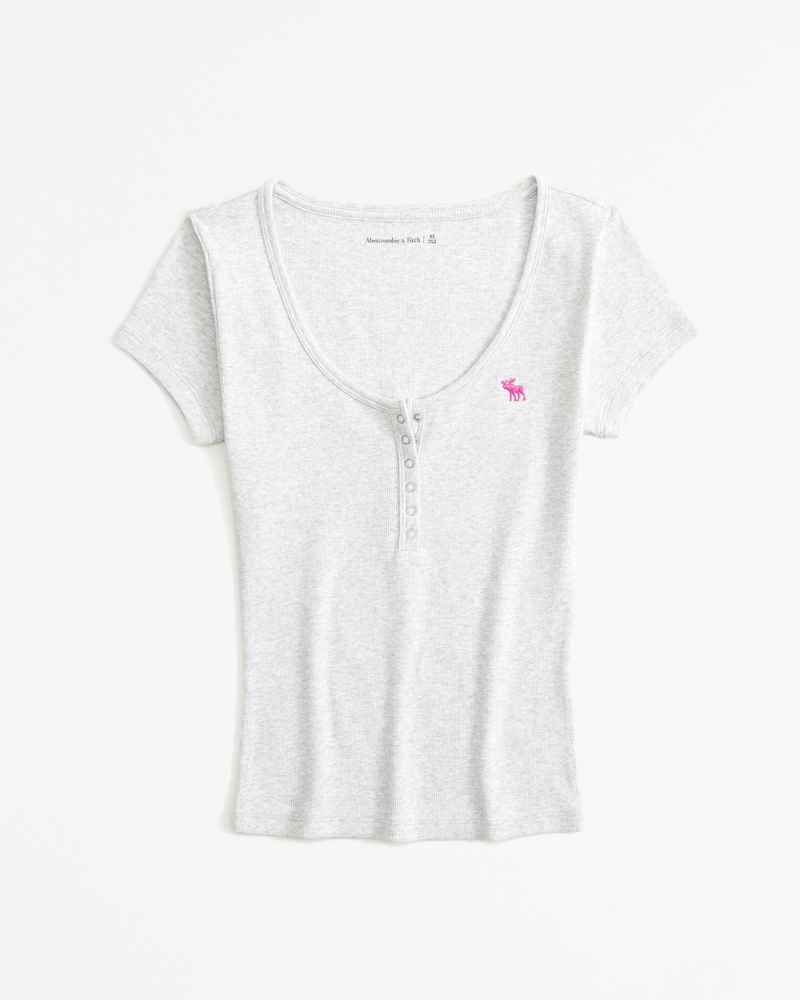 バラ売り可！Abercrombie & Fitch ICON HENLEY Women's Short-Sleeve Icon Henley Rib Top | Women's Clearance