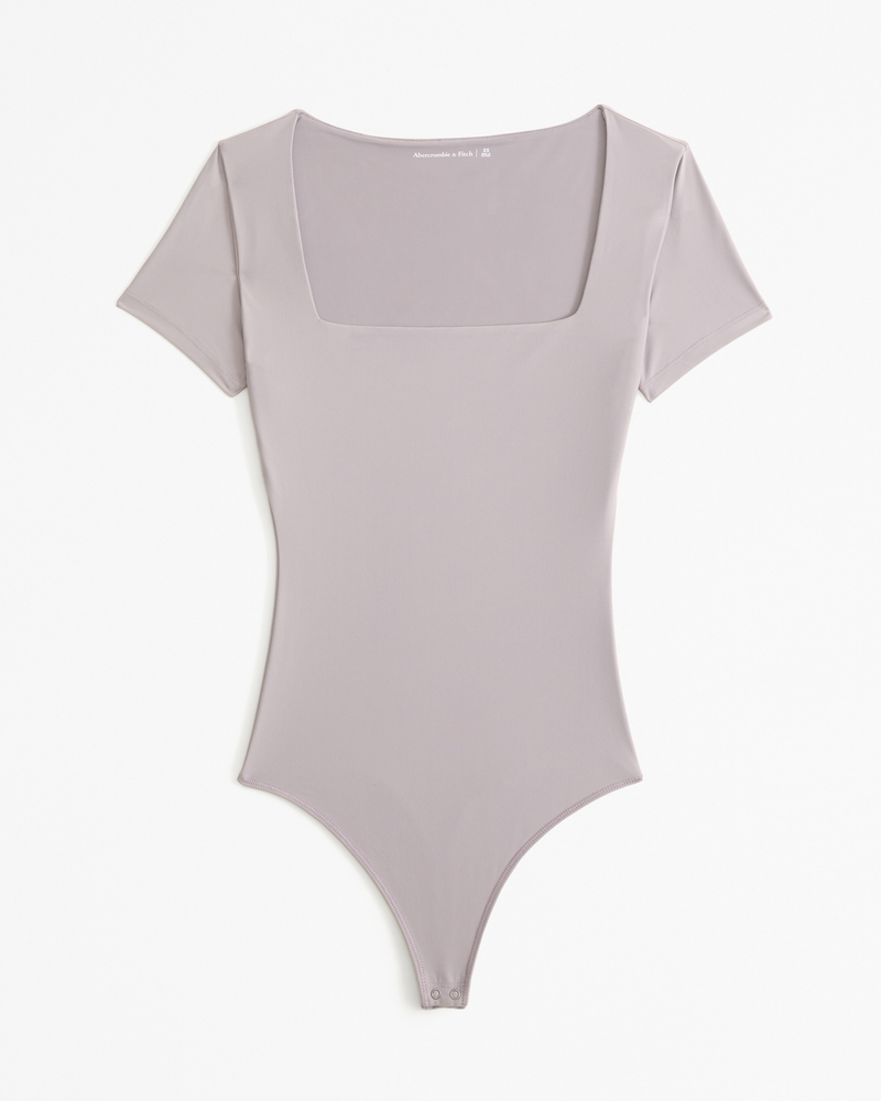 Women's Soft Matte Seamless Short-Sleeve Squareneck Bodysuit