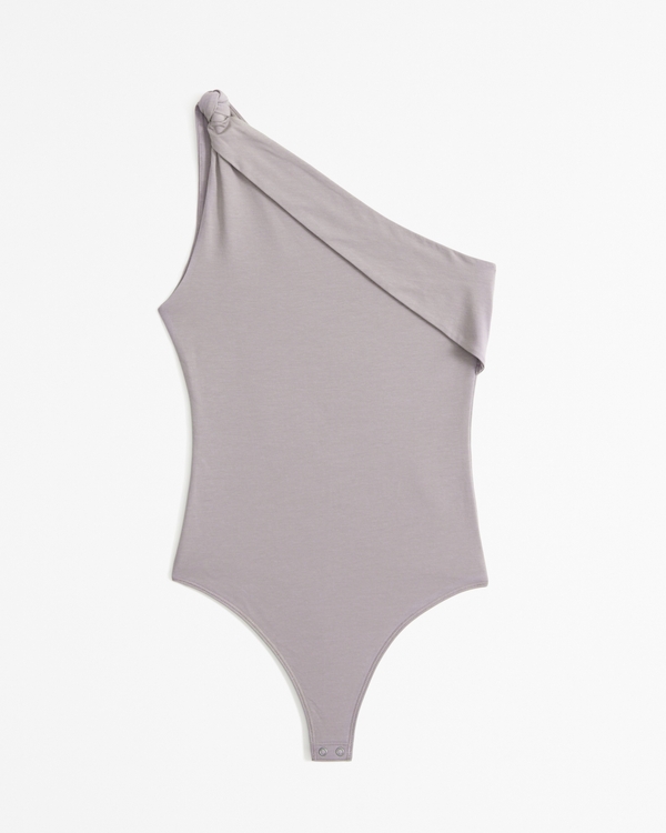 Asymmetrical Draped Bodysuit, Grey