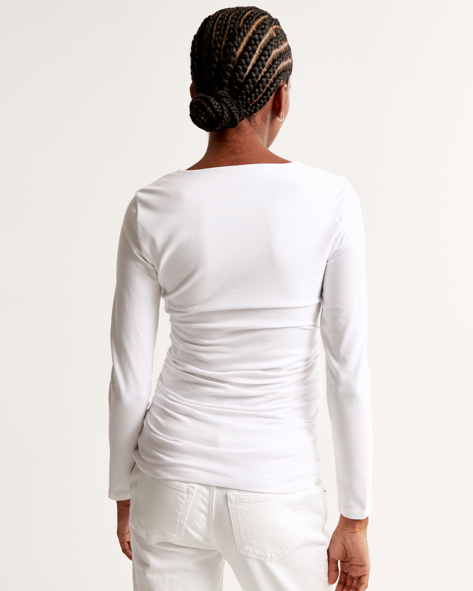Maternity Long-Sleeve Cotton-Blend Seamless Fabric Top
