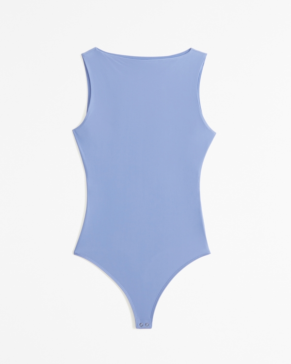 Soft Matte Seamless Slash Bodysuit, Blue