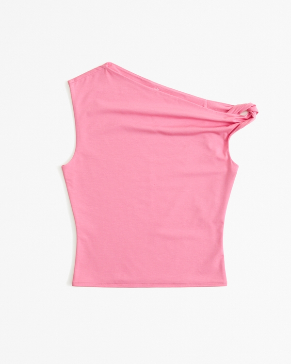Asymmetrical Cotton-Modal Twist Top, Pink