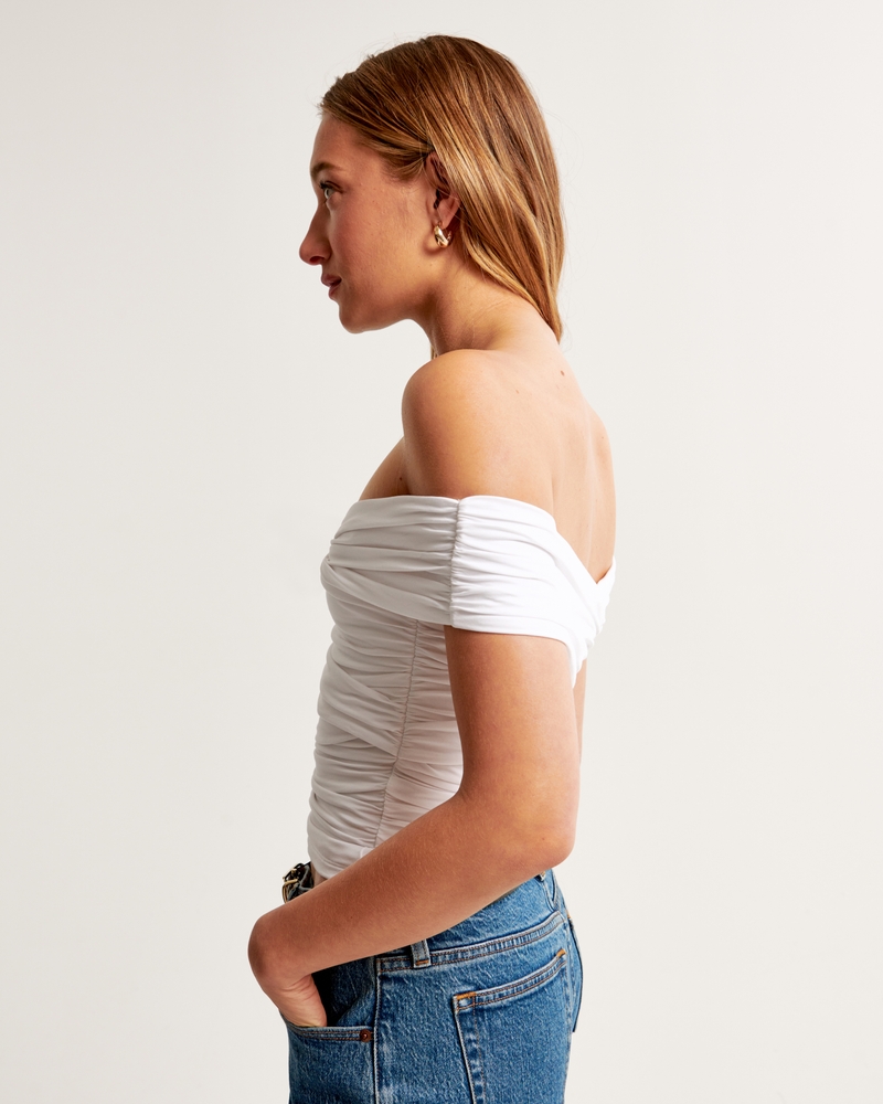 Off-The-Shoulder Ruched Wrap Top