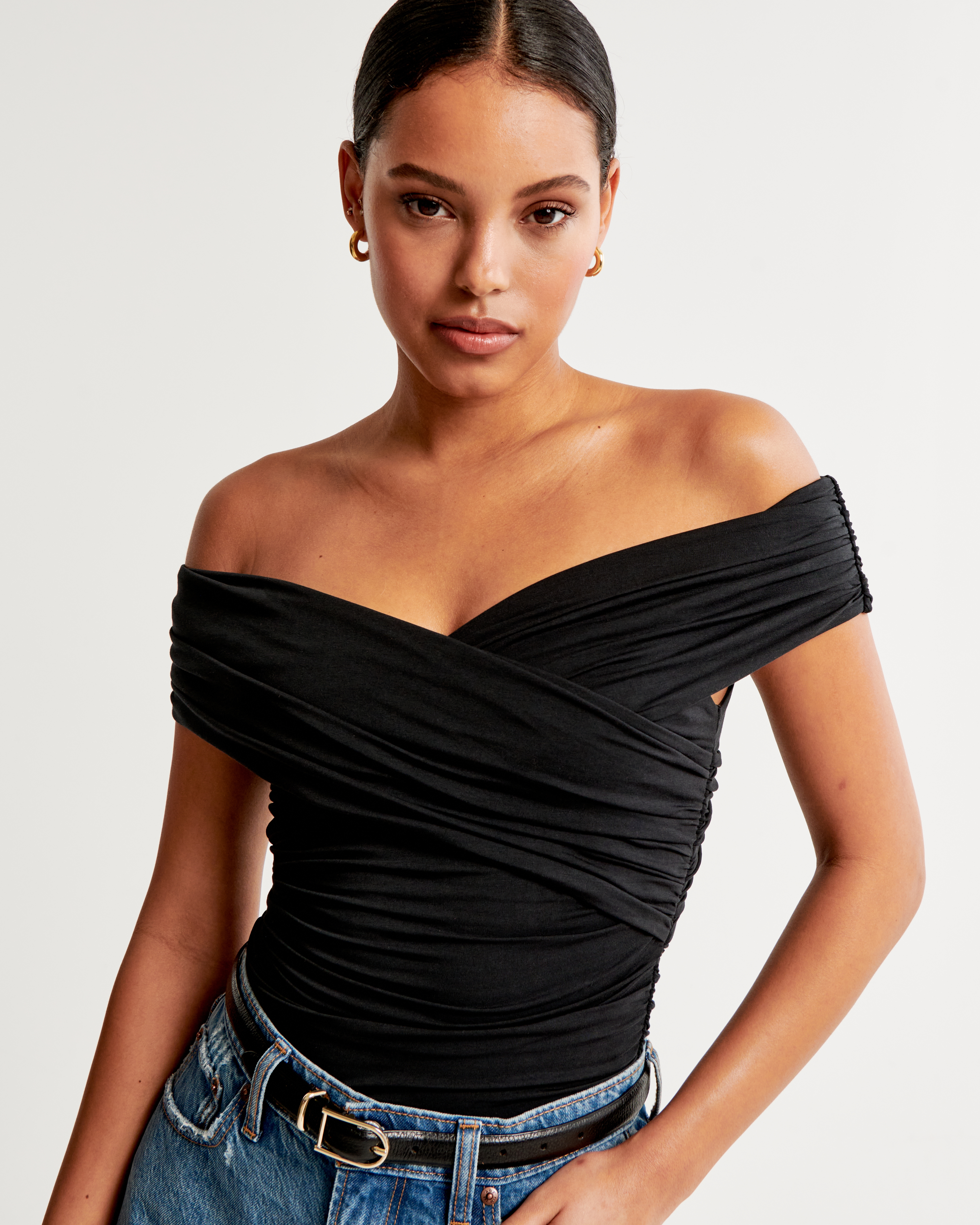 Women's Off-The-Shoulder Ruched Wrap Top | Women's Tops | Abercrombie.com