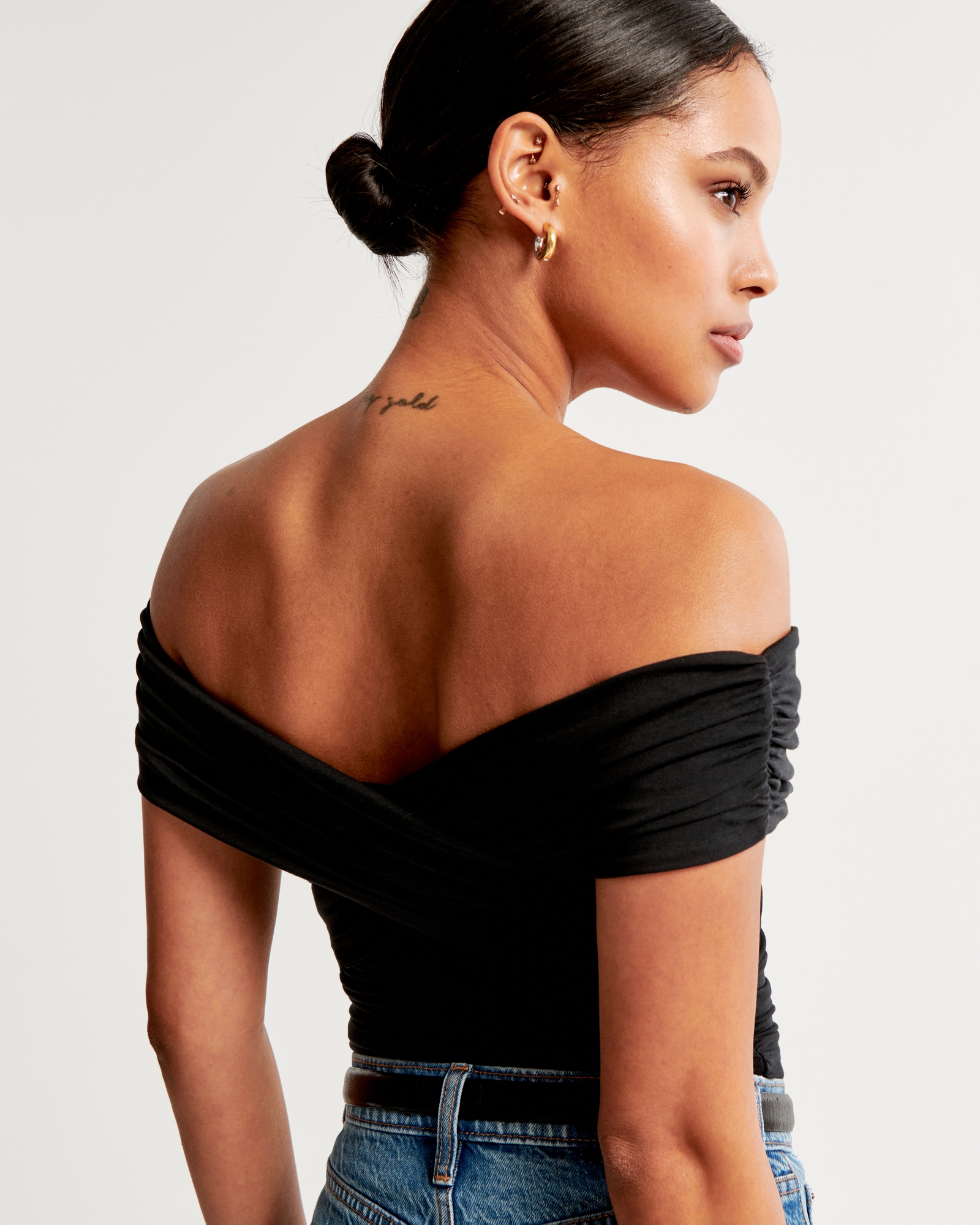 Off-The-Shoulder Ruched Wrap Top