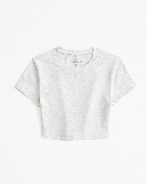 Essential Ultra Cropped Baby Tee, Light Grey